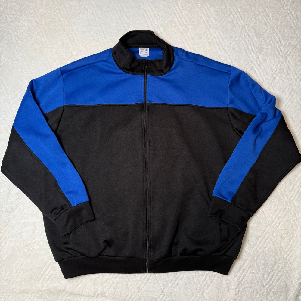 90s Retro Haband Casual Joe Blue Black Colorblock Track Jacket Men's 2XL